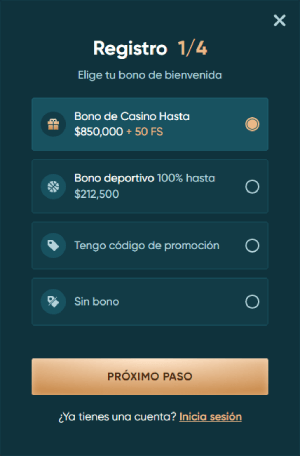 Formulario de Registro - Paso 1 en LegendPlay Casino Online de Chile