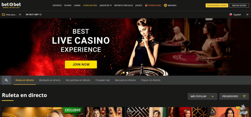 Casino en vivo en betObet Casino Online Chile
