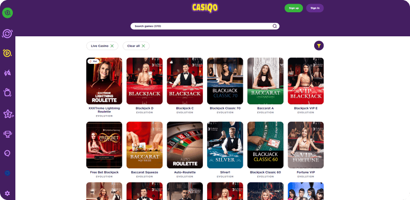 Casino en vivo en Casiqo Casino Online de Chile