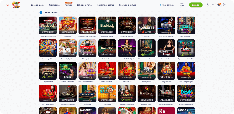 Casino en vivo en Vulkan Vegas Casino Online en Chile