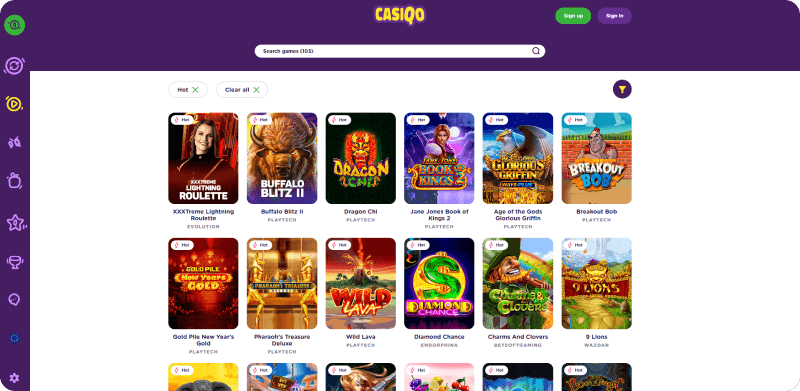 Juegos de casino en Casiqo Casino Online de Chile